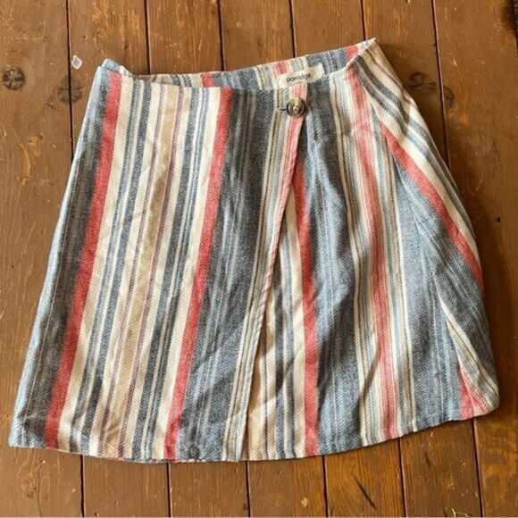 Anthropologie Porridge Striped Wrap Mini Skirt NWT - Picture 2 of 6